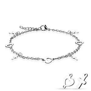 Heart and Cross Dangling Charms 316L Stainless Steel Chain Anklet/Bracelet